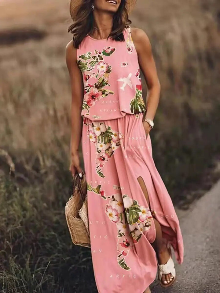 Maya | Women's Sleeveless Maxi Dress Elastic Waist Boho Summer Dress