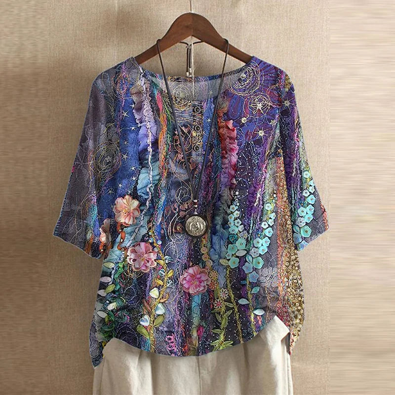 Sandra | Vintage Floral Artisan Blouse