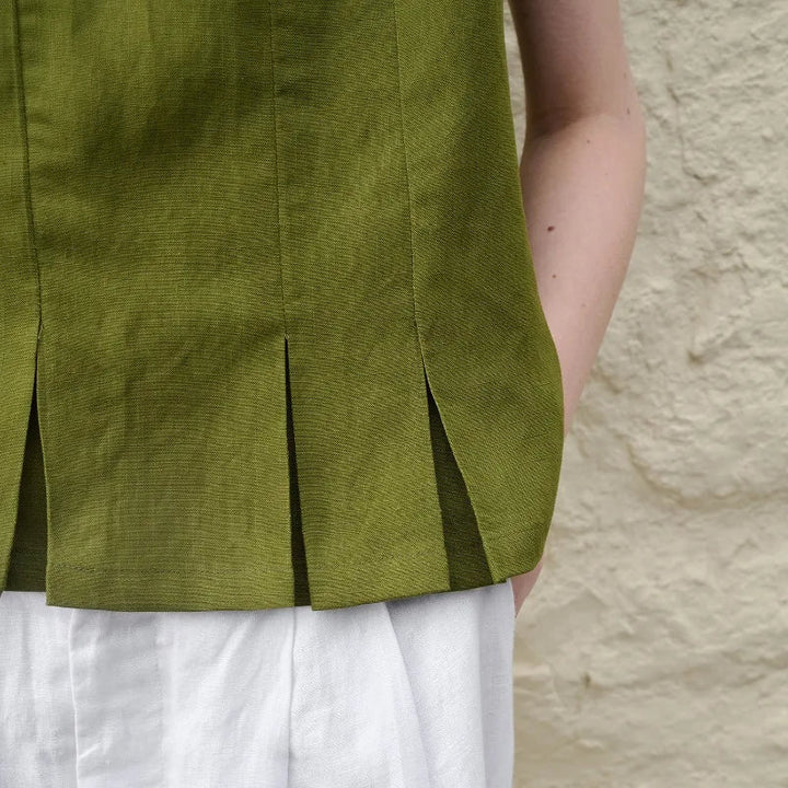 Deborah | Elegant Pleated-Hem Artisan Blouse