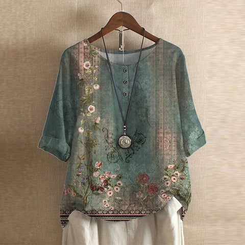 Sandra | Vintage Floral Artisan Blouse
