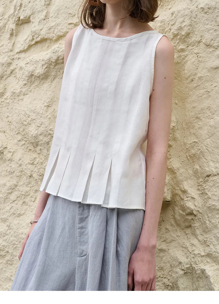 Deborah | Elegant Pleated-Hem Artisan Blouse