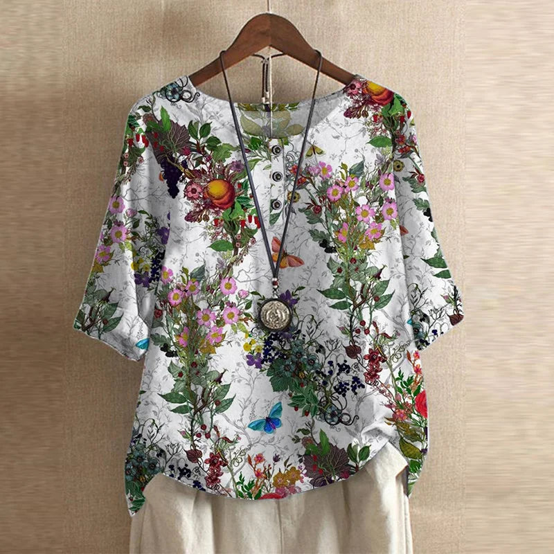 Sandra | Vintage Floral Artisan Blouse