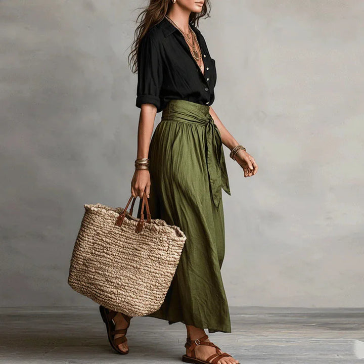 Jeanelle | Button Up Blouse & Maxi Skirt Set