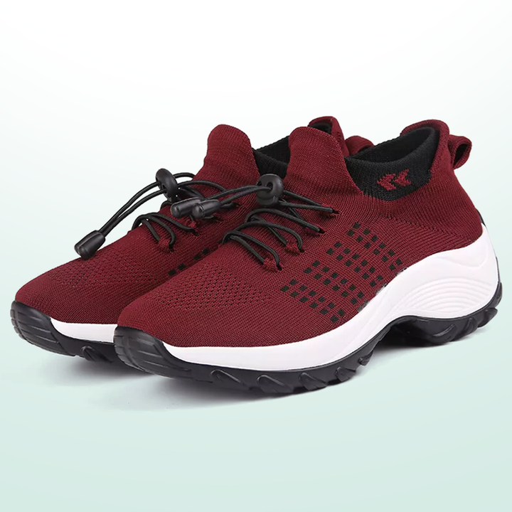 Ambulo Orthopedic Shoes Knit Fabric - Black Red