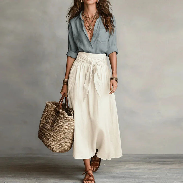 Jeanelle | Button Up Blouse & Maxi Skirt Set
