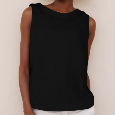 Caroline | Sophisticated Sleeveless Roll-Collar Top