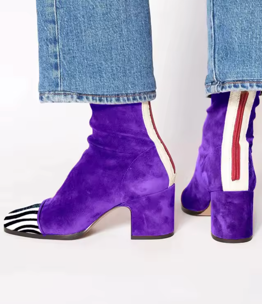 Pamela | Mid Heel Ankle boots with Sporty Details