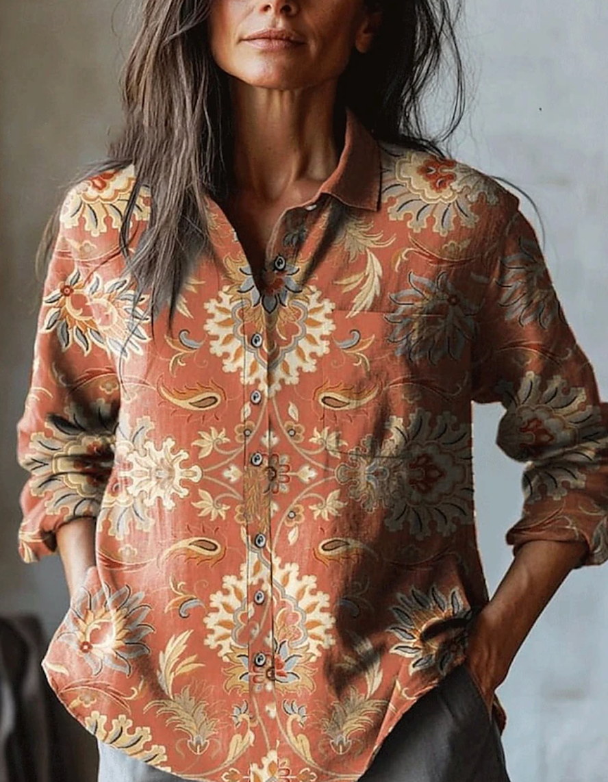 Irise | Floral Embroidered Linen Shirt