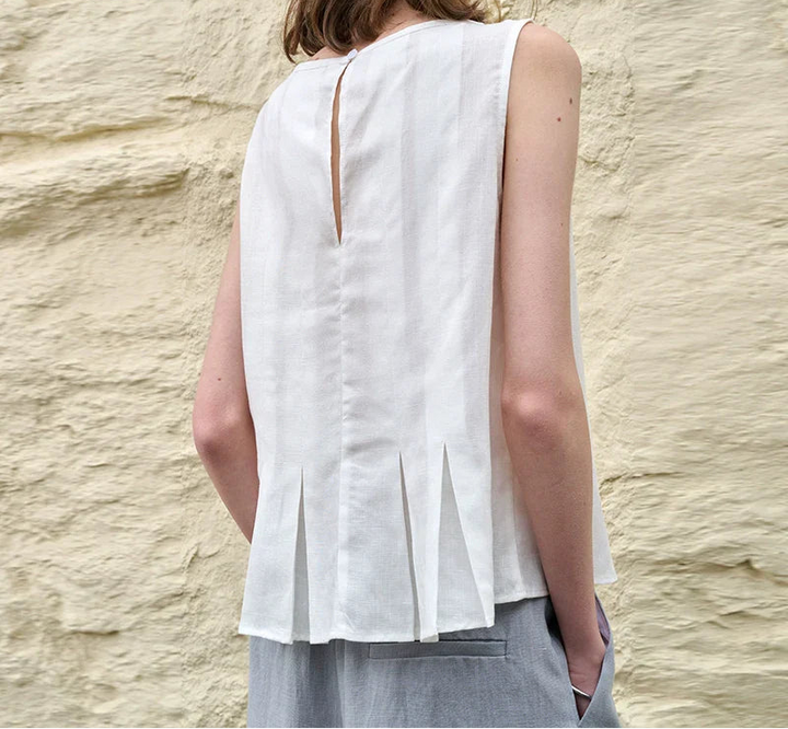Deborah | Elegant Pleated-Hem Artisan Blouse