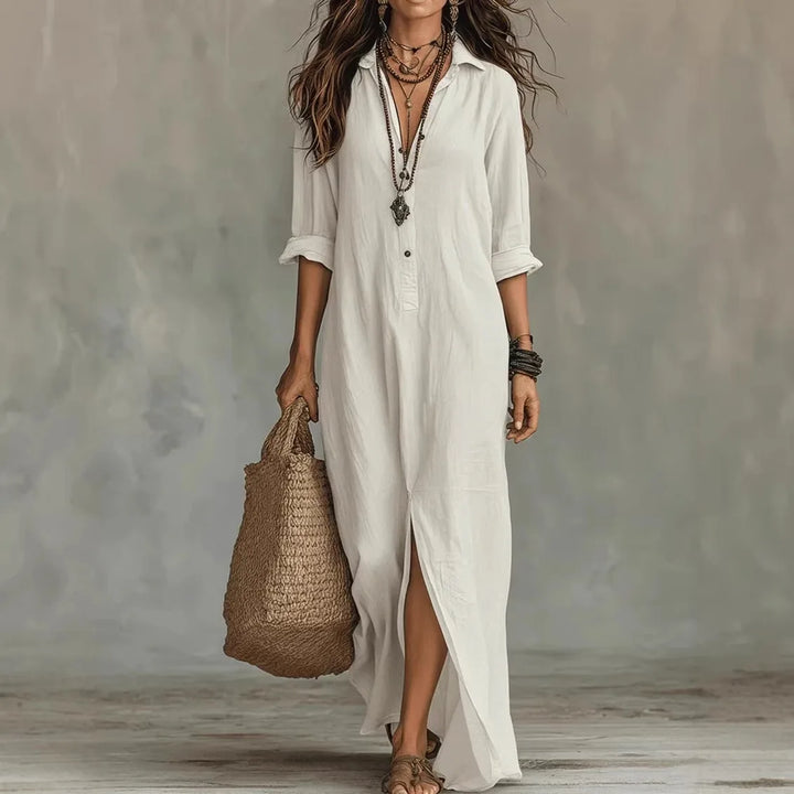Agnes| Linen Long Shirt Dress