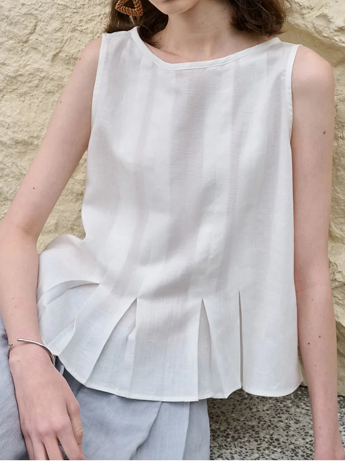 Deborah | Elegant Pleated-Hem Artisan Blouse