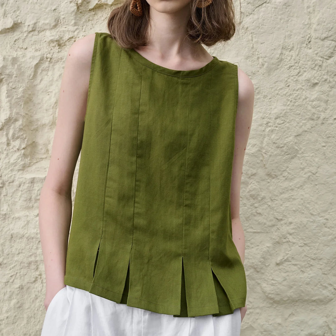 Deborah | Elegant Pleated-Hem Artisan Blouse