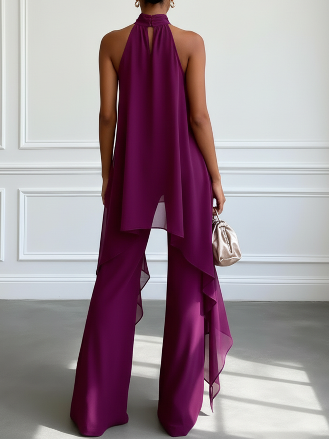Purple | Elegant Halter Top with Pants