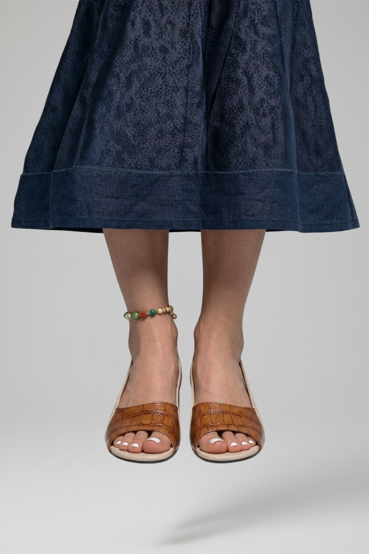 Hannah | Women's Leather Sandals with Block Heel and Buckle