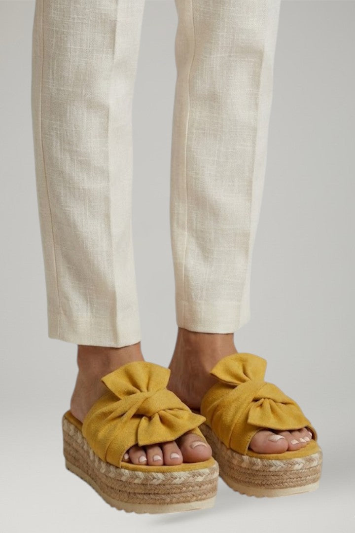 Harper | Women's Wedge Sandals with Woven Heel and Bow Detail
