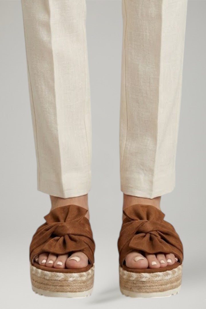 Harper | Women's Wedge Sandals with Woven Heel and Bow Detail