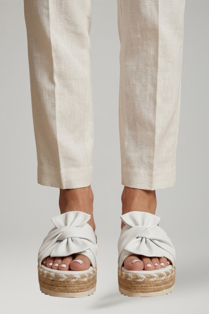 Harper | Women's Wedge Sandals with Woven Heel and Bow Detail