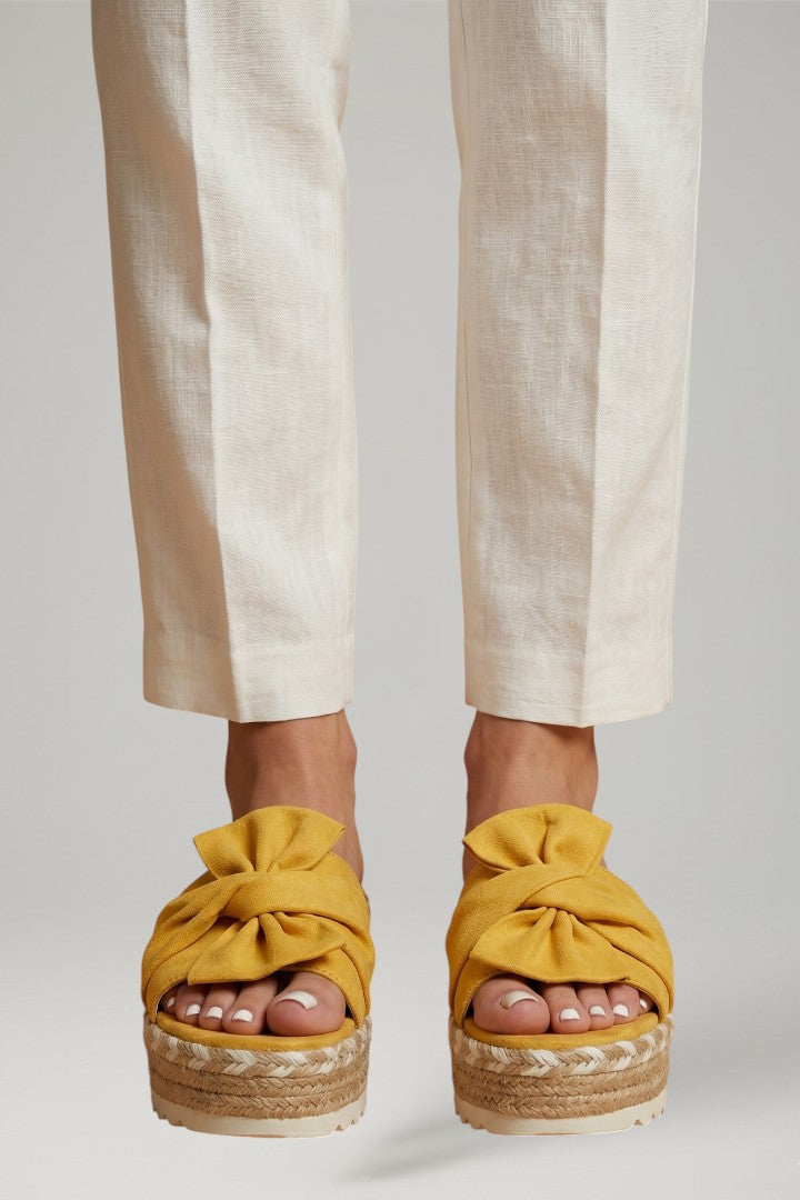 Harper | Women's Wedge Sandals with Woven Heel and Bow Detail