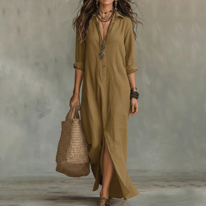 Agnes| Linen Long Shirt Dress