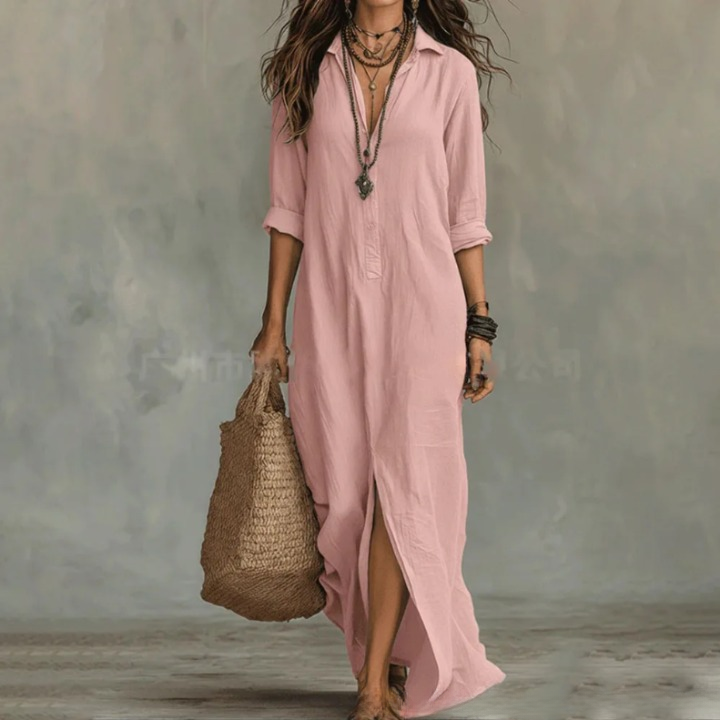 Agnes| Linen Long Shirt Dress