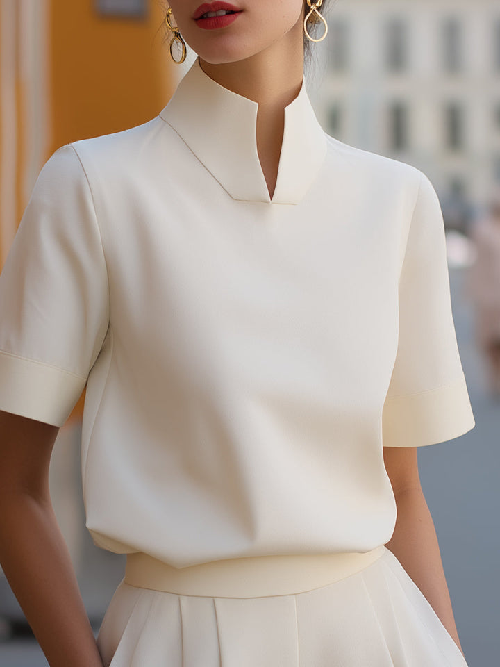 Sloane | Minimalist Sculptural Stand-Collar Blouse