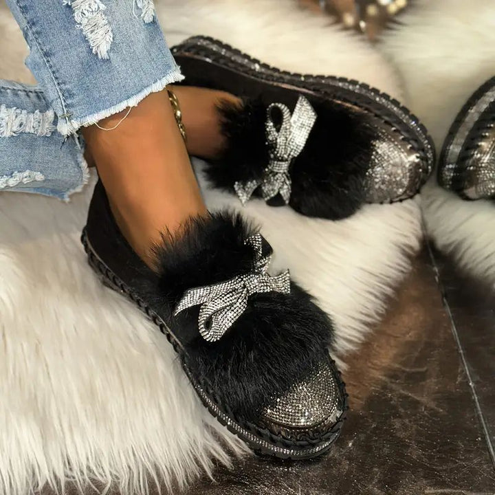 Delilah | Women's Crystal Bow Slip-On Loafers