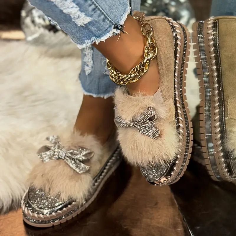 Delilah | Women's Crystal Bow Slip-On Loafers