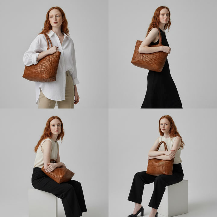 Yana Handwoven Leather Tote