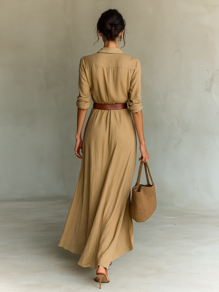 Trixie | Single Breasted Long Sleeve Belted Maxi Dress