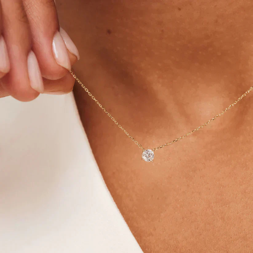 Jamie | Moissanite Stone Necklace 14k Gold
