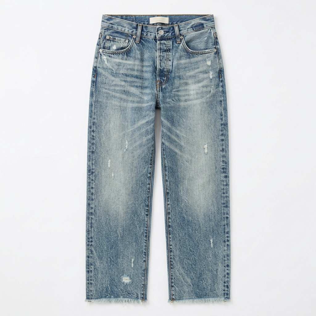 Vivara | Retro Fringed Cropped Straight Leg Jeans