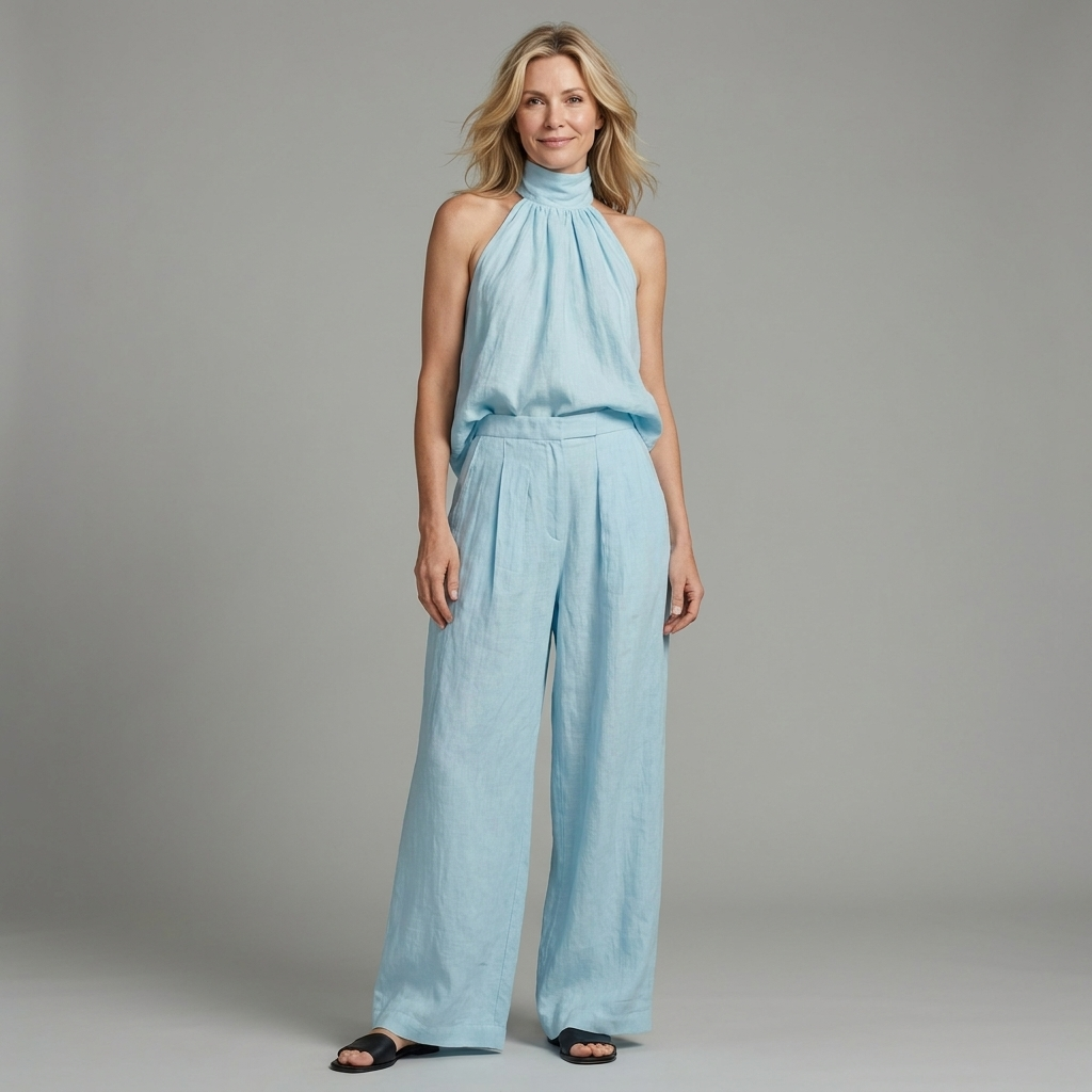 Light | Elegant Light Blue Cotton-Linen Suit