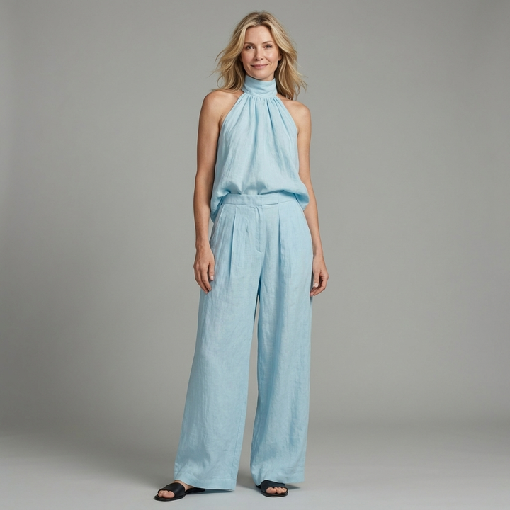 Light | Elegant Light Blue Cotton-Linen Suit