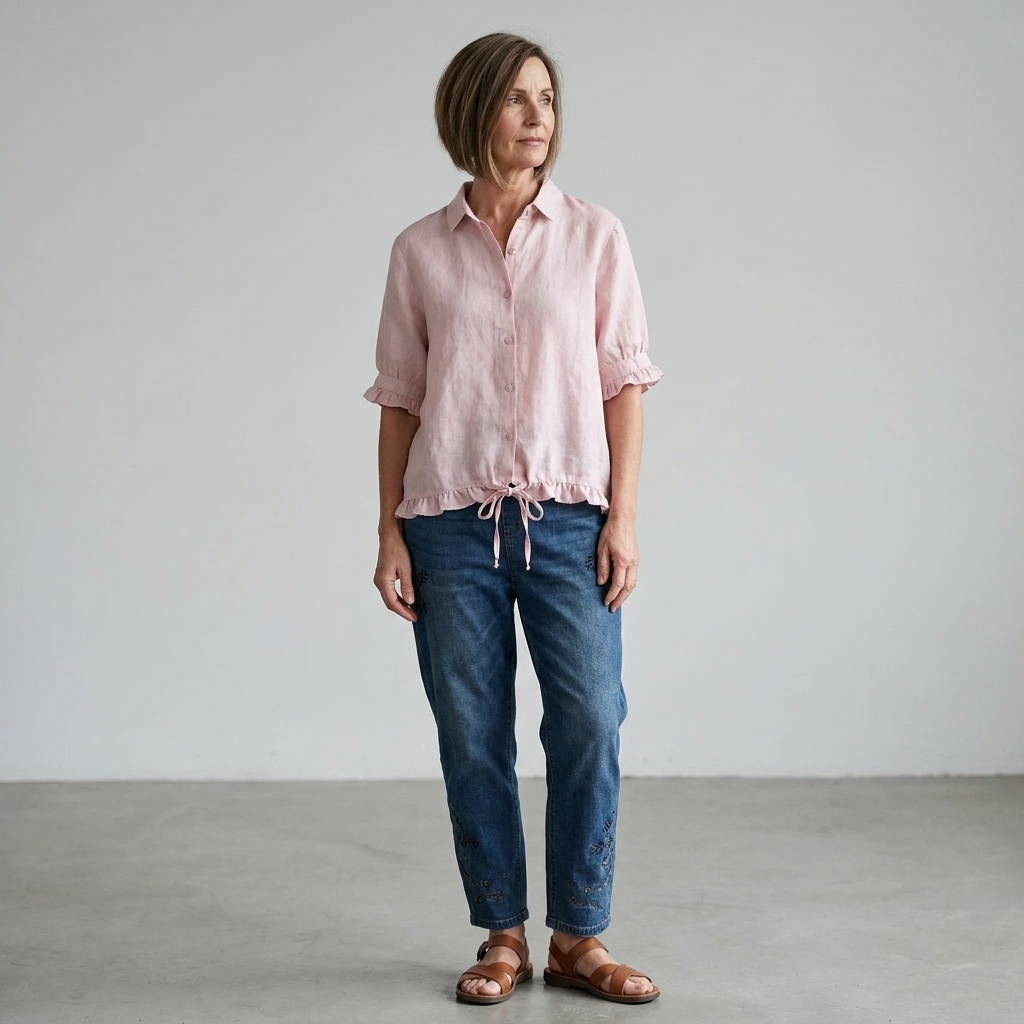 Nora | Ruffled Artisan Button-Down Shirt