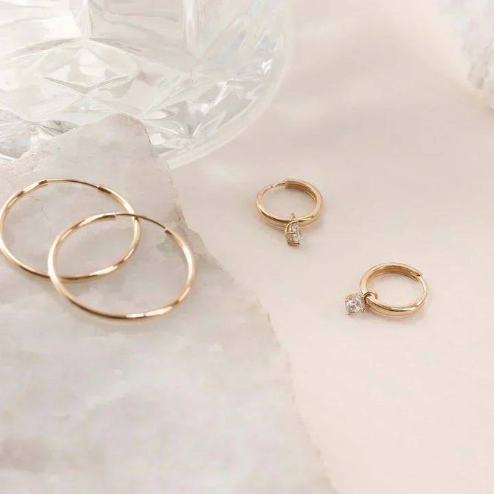 Jamie | Moonbeam Stone Hoop Earrings 14k Gold