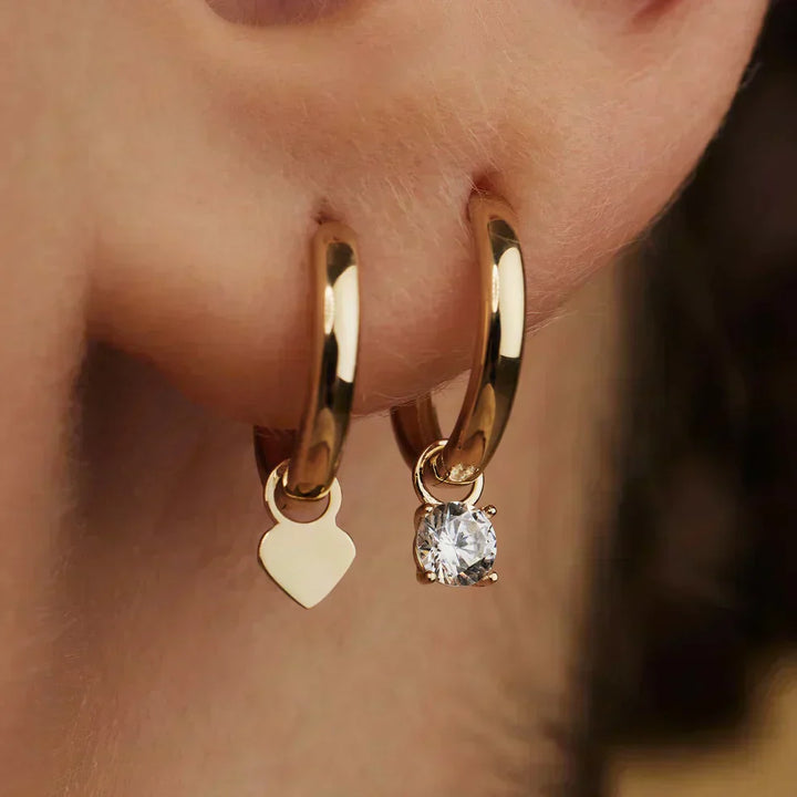 Jamie | Moonbeam Stone Hoop Earrings 14k Gold