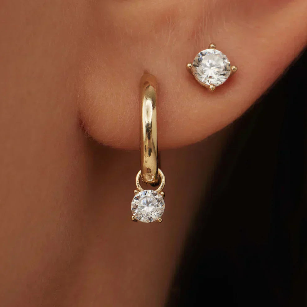 Jamie | Moonbeam Stone Hoop Earrings 14k Gold