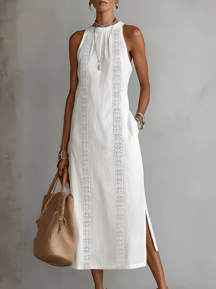 Jimena | Sleeveless Midi Dress with mao collar