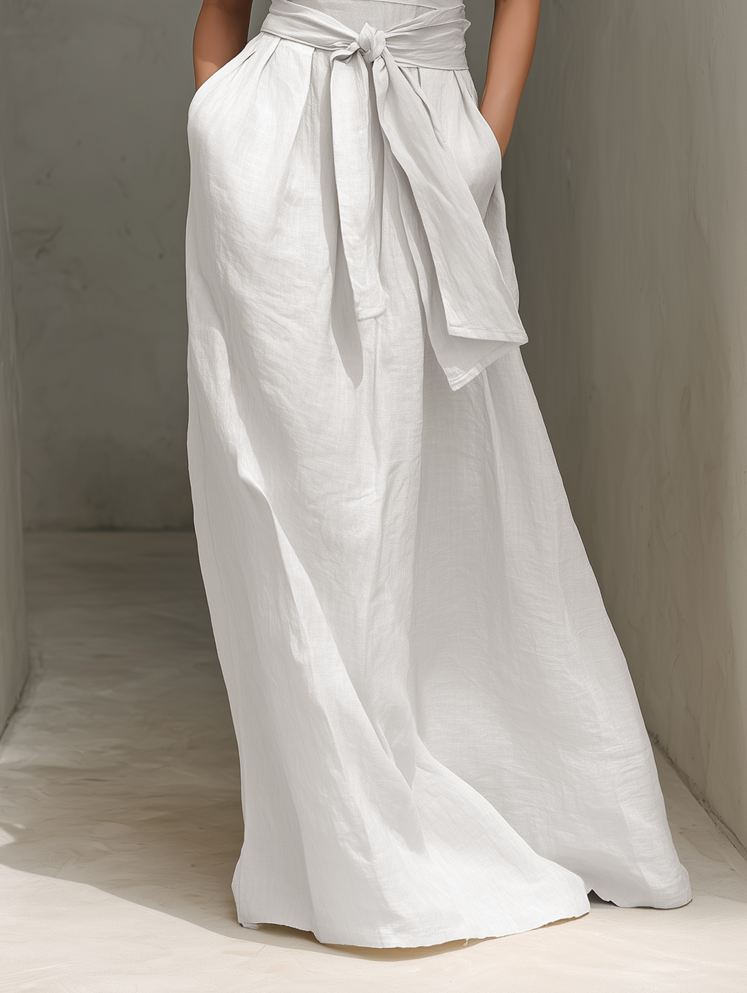 Mia | Slimming Cotton Linen Dress with V-Neck