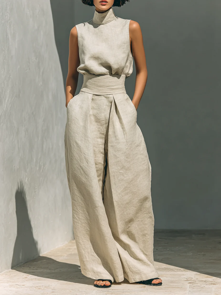 Aria™ | Elegant Linen Wide-Leg Set