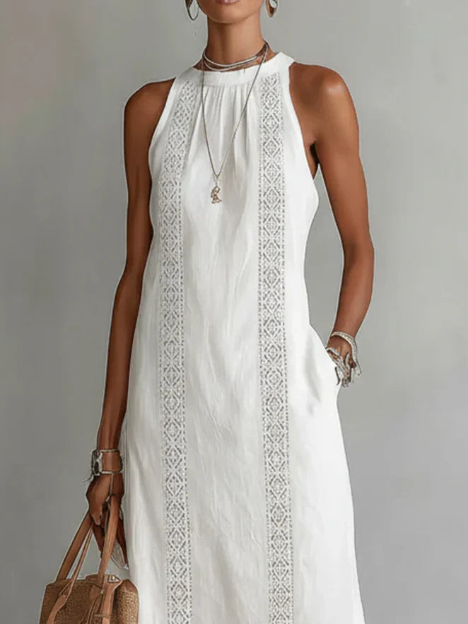 Stella | Sleeveless Lace Detail Midi Dress