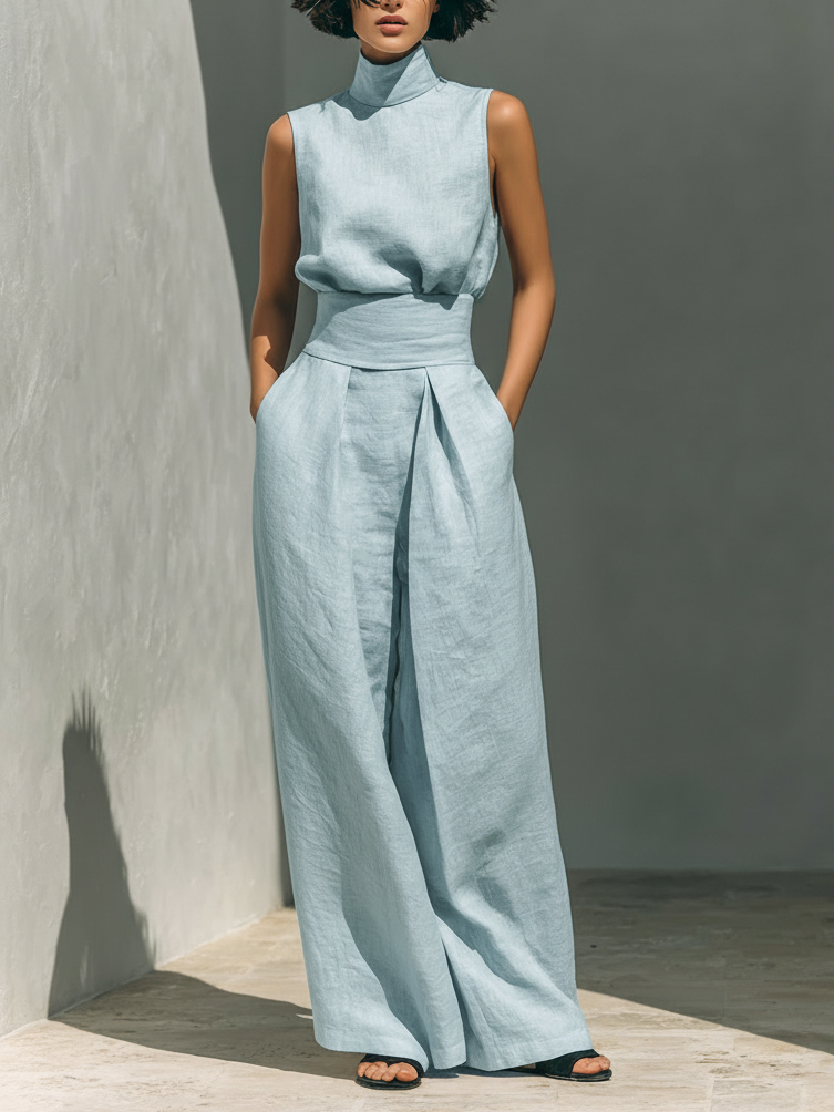Aria™ | Elegant Linen Wide-Leg Set
