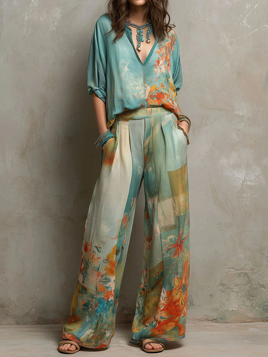Chiara | Floral Flared Pants Set
