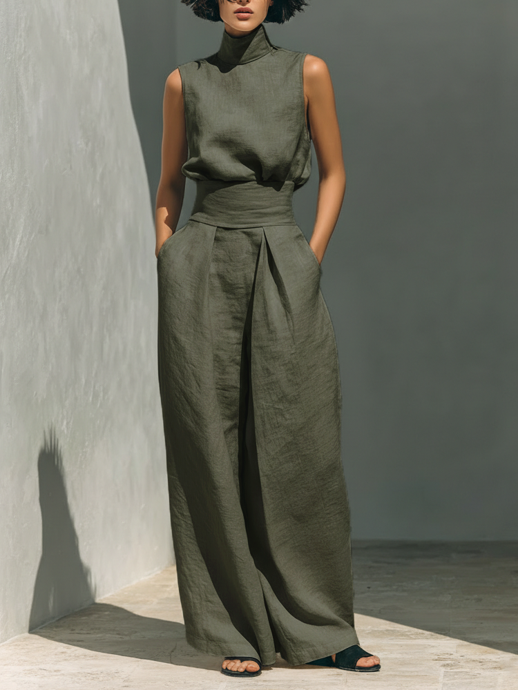 Aria™ | Elegant Linen Wide-Leg Set