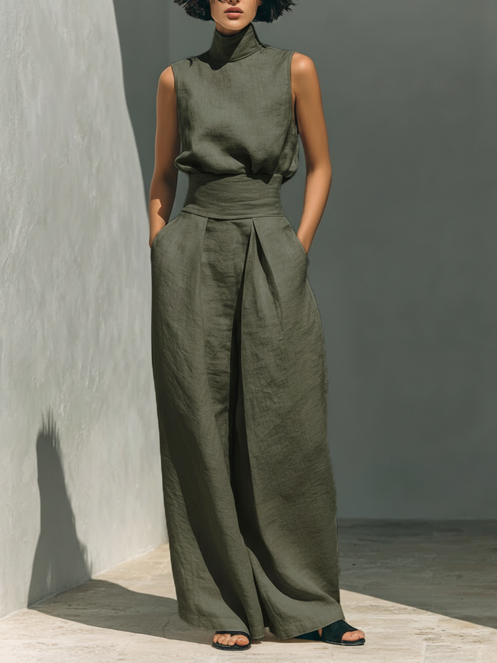 Aria™ | Elegant Linen Wide-Leg Set