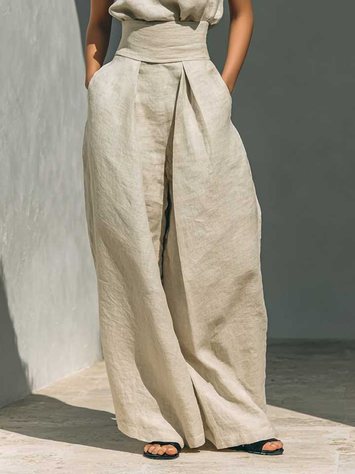 Aria™ | Elegant Linen Wide-Leg Set