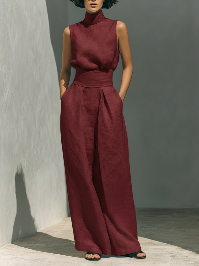 Aria™ | Elegant Linen Wide-Leg Set